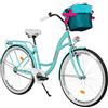MILORD Bicicletta da donna City Bike Comfort con cestino in metallo, stile vintage, 26, 28, 1 velocità