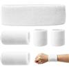 Tachypno 5 Pezzi Fascia per Sudore, 8 × 8/15cm Polsini Sportivi e Fascia | Elastici Headband Wristband Set, Soft Stretchy Sweat Bands Sets, per Basket Palestra Fitness Ginnastica Tennis
