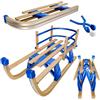 tectake® Slitta Pieghevole in Legno, Corda di Traino, Pattini in Acciaio, Slitta Legno, Grande Capacità di Carico per 2 Bambini - Marrone
