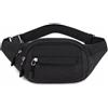 JEERSNP Marsupio Donna Uomo, Marsupio in Nylon, 8 * 14 * 10cm,Marsupio Nero | Marsupio Uomo Tracolla,Leggero e Pratico per Molteplici Scenari,Sling Bag Uomo,per Corsa Ciclismo Escursione Campeggio