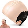 Generic Divertente cappello da nuoto realistica testa calva in silicone scherzo | Stampa realistica della testa calva, realizzata in silicone ad alta elasticità, materiale leggero e resistente agli strappi