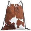 Generic Stampa Di Mucca In Pelle Di Mucca Marrone Animale Uomo Donna Sacca Zaino Sportivo Regolabile Sportiva Sacche Leggero Sport String Zaino Per Festa Yoga Spiaggia