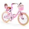 VEVOR Bicicletta per Bambine 18 Pollici Principessa Rosa, per 5-8 Anni, con Cavalletto, Sella Regolabile, Freno Anteriore e Tamburo Posteriore, Cestino, Seggiolino per Bambola e Telaio in Acciaio