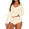 LACOZY Pigiama da donna 2 pezzi sexy PJ pantaloncini Y2k scollo a V manica lunga crop top lounge set pigiama con bottoni