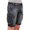 Evoga Jeans Pantaloni Corti Uomo Cargo Blu Grigio Denim Shorts Bermuda con tasconi Laterali