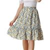 Allegra K Donna Gonna Longuette Floreale Svasata Balze Orlo Arricciato