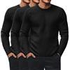 Ficerd Pack da 3 Maglie Termiche Uomo Waffle Maniche Lunghe Collo Crew, Intimo Termico Pullover Casual