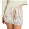 Meiweileya Boxer da donna in raso di seta Y2k con finiture in pizzo micro mini pigiama, slip a vita bassa