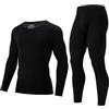 Generico Tuta Termica Uomo in Pile 2 Pezzi Biancheria Compressione Asciugatura Rapida con Maglia Manica Lunga e Pantaloni Intimo Termico Sci Invernale Completo Palestra per Running Ciclismo Moto Calcio Corsa,