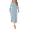 Vlazom Camicia da Notte Donna Invernale Lungo con Bottoni e Scollo a V | Lunghezza Lunga Elegante, Pieghe sul Davanti e Bottoni Decorativi, Tasche Laterali Pratiche, Disponibile in Più Colori