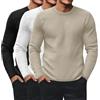 Ficerd Pack da 3 Maglie Termiche Uomo Waffle Maniche Lunghe Collo Crew, Intimo Termico Pullover Casual