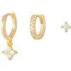 PLATEYTR Orecchini donna argento 925, set di 3 orecchini singoli: cerchi oro e argento anallergici per piercing helix, trago, lobo e cartilagine, piccoli orecchini eleganti per multi piercing e uso quotidiano