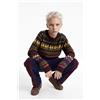 Desigual, maglione jacquard a righe in maglia, Marrone, 11/12