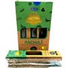 NONE Patchouli Ullas Incenso biologico fatto a mano senza lavoro infantile e con oli naturali, 12 scatole da 25 g ciascuna.