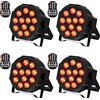 U'King 4PCS 18W 4 in1 LED Par Light 12 LED RGBW DMX512 Flat Stage Light Effect Sound Activated Lamp per DJ Disco Party Bar Show