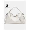 Zency Borsa Tophandle in vera pelle Borsa Hobo moda Borsa a tracolla da donna Borsa a tracolla Designer Elegante cartella bianca retrò marrone