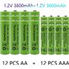 Aleaivy Batterie Ricaricabili AA + AAA, AA 1.2V 3800mAh/AAA 1.2V 3000mAh Alcaline, per Torce, Giocattoli, Orologi, Lettori MP3, Sostituzione Batterie Ni-Mh