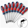 NONE Set di Cacciaviti Torx T8 T10 T15 T20 T25 T27 T30 T40 in Cromo Vanadio con Punta Magnetica Antiruggine, Manico in TPR, Alta Coppia, Utensile a Stella