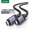 UGREEN Cavo UGREEN USB4 da USB-C a USB-C, ricarica rapida PD240W, trasmissione dati Gen3 a 40 Gbps, compatibile con iPhone, iPad, Macbook e dispositivi Android, 30 cm.