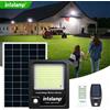 Intelamp Luci Solari da Esterno a Lunga Durata della Batteria 12000mAh 3000LM, Faro di Sicurezza, Faretto IP66 con Pannello Solare Super Grande, Due Sensori di Movimento, Impermeabile per Giardino,