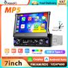 podofo Autoradio Podofo 7'' con Schermo Retrattile 1Din, Carplay Wireless, Android Auto, FM/AM/RDS, Bluetooth, Mirror Link, EQ, Type-C, Lettore MP5