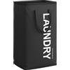 SONGMICS Cesto per Biancheria Sporca, 80 L, Cesto Pieghevole con Manico, Borsa per Vestiti, Idrorepellente, per Lavanderia, Camera da Letto, Bagno, Nero Inchiostro/Grigio Ardesia/Bianco Crema