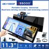 ESSGOO 11.3" 4K+1080P Registratore di guida universale portatile Carplay Android Auto a doppia lente e telecamera di retromarcia Visione notturna Wireless CarPlay Lettore multimediale per auto WiFi FM