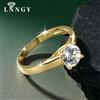 Lnngy Anello solitario classico con moissanite da 6,5 mm con taglio rotondo certificato Lnngy per donna, anello nuziale in oro 14 carati, regalo di gioielleria semplice