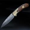 XUAN FENG Coltello Pieghevole Scheletro in Ottone XUANTENG, Coltello Tascabile in Acciaio Damasco VG10, Coltello Multifunzione da Campeggio