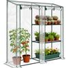 Outsunny Serra da Giardino con 3 Ripiani, Piccola Serra in PVC con Telaio in Acciaio, 2 Porte Scorrevoli, Trasparente
