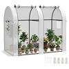 Outsunny Serra da Giardino 1,8 m² per Pomodori con 2 Porte Avvolgibili con Cerniera e 4 Finestre Retrattili, Telaio in Acciaio con Copertura in PE da 135 g/m², Bianca
