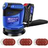 NONE Levigatrice Roto-Orbitale a Batteria 21V, 190W, 3 Velocità Regolabili, 11000 Giri/Min Max, con Sacchetto Raccogli Polvere e 12 Carte Abrasive, Leggera per Legno/Metallo/Vernice, Orbita 2.8mm