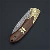 XUAN FENG Coltello pieghevole in ottone con lama in acciaio Damasco VG10, coltello tascabile multifunzione per campeggio.