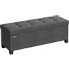SONGMICS Panca contenitore SONGMICS, con gambe, cassapanca pieghevole con coperchio incernierato, per pediera, per camera da letto, corridoio, tessuto effetto lino, 110 cm, grigio ardesia