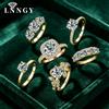 Lnngy Anello di fidanzamento con moissanite taglio rotondo certificato Lnngy per donna, con alone di diamanti scintillanti, gioiello da matrimonio, idea regalo
