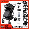 Suttonbebe Passeggino 3-in-1 Pieghevole per Neonati con Seggiolino Auto, Sistema da Viaggio Leggero, Sicuro e Stabile, Nuovo Carrozzino