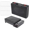 NONE Barbecue a Gas Portatile, Fornello da Esterno Dual-Fuel con Serbatoio GPL e Adattatore per Bombole di Butano, Fornello da Campeggio a Calore Regolabile per Viaggi, Trekking, Picnic, Set BBQ Completo