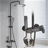 rozin Set Doccia Digitale Rozin Nero con Display, Stile Pianoforte, Sistema Bagno con Effetto Pioggia, Miscelatore Digitale Grigio, Doccetta Bidet