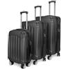 NONE Set di Valigie Rigide Fangange 3 Pezzi, Trolley ABS 20/24/28 Pollici, Manico Telescopico Regolabile a 3 Livelli, Ruote Silenziose a 360° ° Valigia da viaggio rigida in ABS nera e grigia con doppia