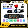 podofo Dash Cam DVR per auto con 4 telecamere, scatola nera per auto, visione notturna anteriore e posteriore, registrazione in loop, dashcam 360 Podofo, Dash Cam per auto da 3,16 pollici 1080P, con quattro