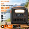 NECESPOW Stazione di Alimentazione Portatile NECESPOW N1200 1800W 1024Wh LiFePO4, Generatore Solare UPS 1000W AC, Ricarica Rapida 400W, Ingresso Solare XT60, PD100W, QC3.0, Luce LED per Emergenze Domestiche,