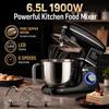 jianyana Impastatrice planetaria da 6,5 litri, potente mixer da cucina da 1900W con display digitale a LED, impastatrice elettrica a 6 velocità con testa inclinabile, impastatrice multifunzione con gancio