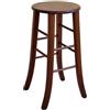 OKAFFAREFATTO MADDALONI Sgabello bar legno seduta rotonda h67 noce scuro gambe sciabola
