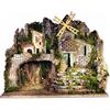 ROSSI ROSA Borgo Presepe con Luci e Mulino in Movimento - Scenografia Natalizia Dettagliata