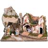ROSSI ROSA Capanna Presepe con Luci e Natività H16 cm 60x34x43
