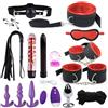Generico Set di bondage popolare da 16 pezzi per uomini e donne, cinghie di nylon in peluche BDSM e kit di plug anali per giochi di società per adulti -LC18ITW (Rosso:Z)