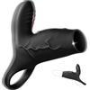 GQTYBZ Guaina Fallica Vibratore Sex Toys per Uomo Realistico Prolunga Pene Indossabile Anello per Testicoli Ritardare Allungamento Anello Vibrante del Pene Uomini 9 Modalità Guaine, Nero