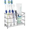 Linkidea Porta-spazzolini in acciaio inox per doccia e bagno, montaggio a parete/piano, organizzatore 7 slot per spazzolini manuali, compatibile con Colgate Extra Clean, Oral-B CrossAction