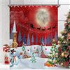 Hnmdmyi Tenda da doccia Natale 180x200, paesaggio invernale luna pupazzo di neve albero di natale vacanze rosso bianco tenda da bagno impermeabile tessuto poliestere lavabile tenda da bagno con ganci