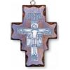 La Balestra Crocifisso da Parete - Croce San Damiano - Artigianale Made in Italy Cristo e INRI Placcati Argento 999 - Crocifissi da Parete in Legno, Cura e Precisione dei dettagli di Gesù Crocifisso - 14X10,8cm